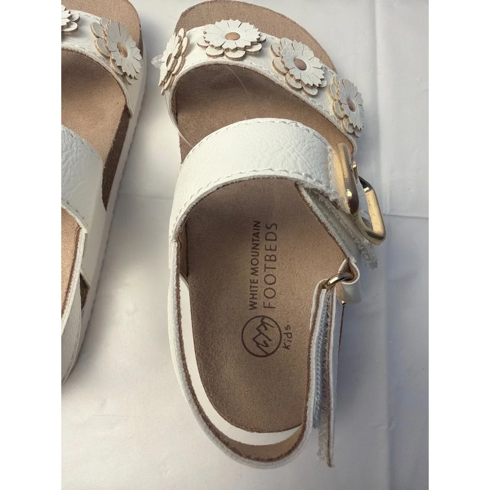 White Mountain Kids Gabriela White Floral Footbed Sandals Size 9M